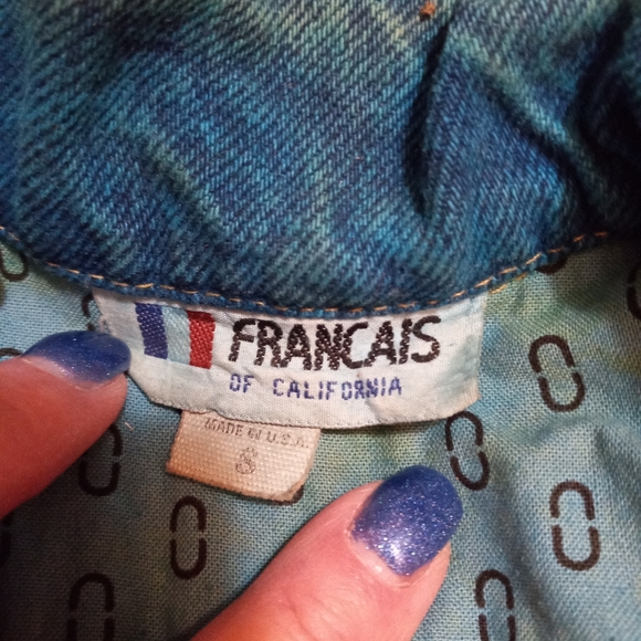 1980's Teal Denim Jacket by Francais of California - Picture 3 of 6